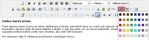 2. řada ikon pro formatovani textu - obarvení písma