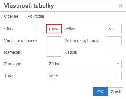 Doporučení k formátováni tabulky