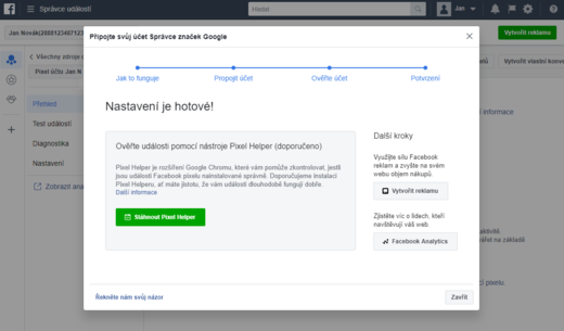 Úspěšné nastavení facebook pixelu
