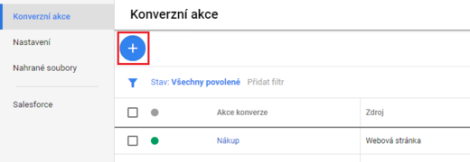 Google Ads - přidat konverzi