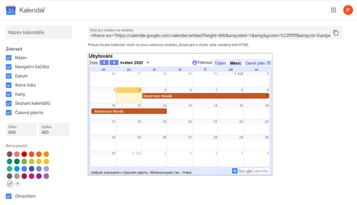 Přizpůsobení google kalendáře