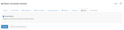 Seo optimalizace kategorie