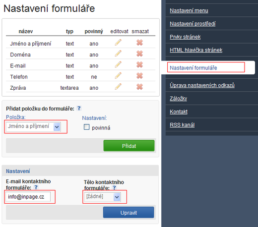 Kontaktní formulář 1