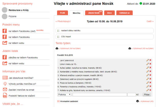 Vyplněné denní menu na menicka.cz