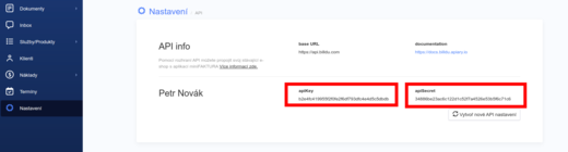 miniFAKTURA - nastavení API