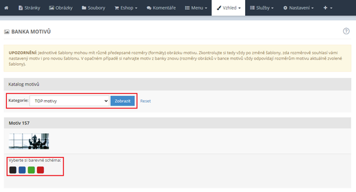 Banka motivů v administraci inPage