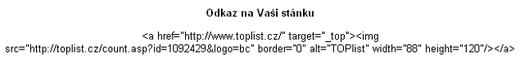 Nově vygenerovaný kód HTML počítadla