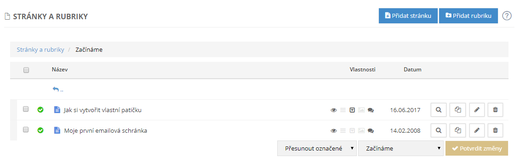 Otevřená rubrika - Práce s rubrikami v inPage