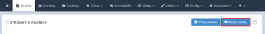 Přidání rubriky - Práce s rubrikami v inPage