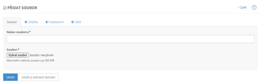 Přidání souboru v administraci inPage
