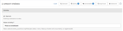 Práce se stránkami - úprava stránky