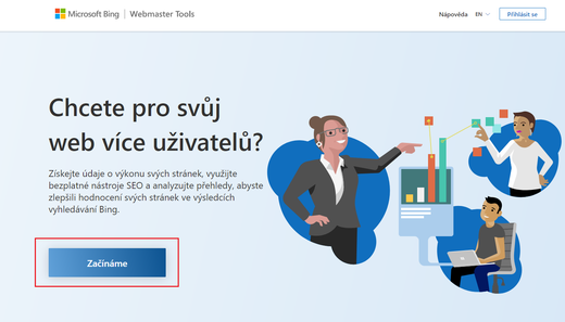 Registrace do vyhledávače Bing