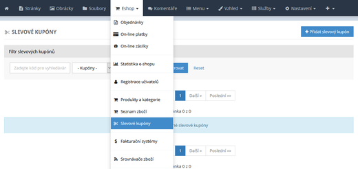 Slevové kupóny v e-shopu