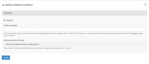 Google Search Console - Služby v inPage
