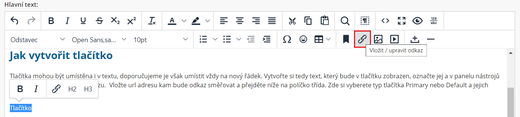 Vytvořit odkaz v administraci inPage