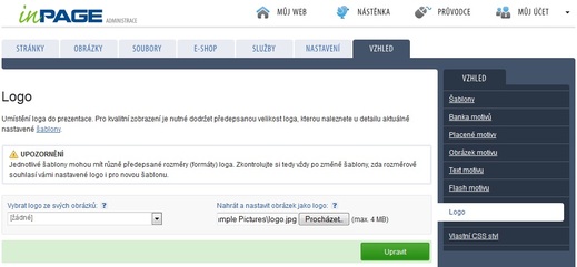 Umístění loga na web