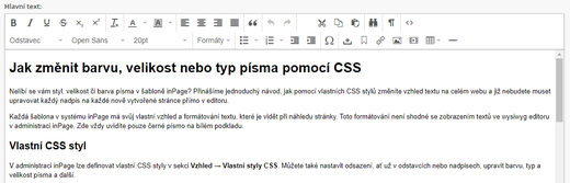 Zobrazení textu ve WYSIWYG editoru