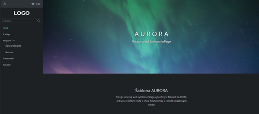 Vertikální menu v šabloně AURORA