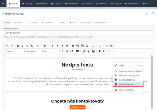 Úprava stránky s carouselem