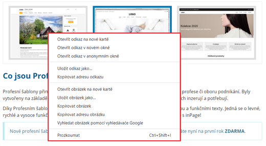 Možnost uložení obrázku z kontext menu