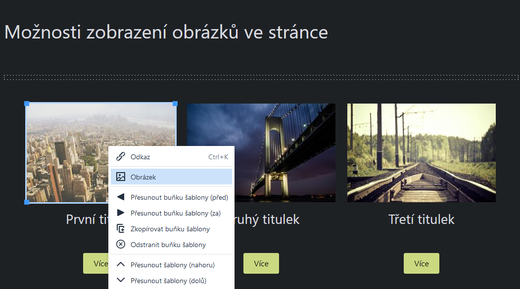 zobrazení obrázků ve stránce